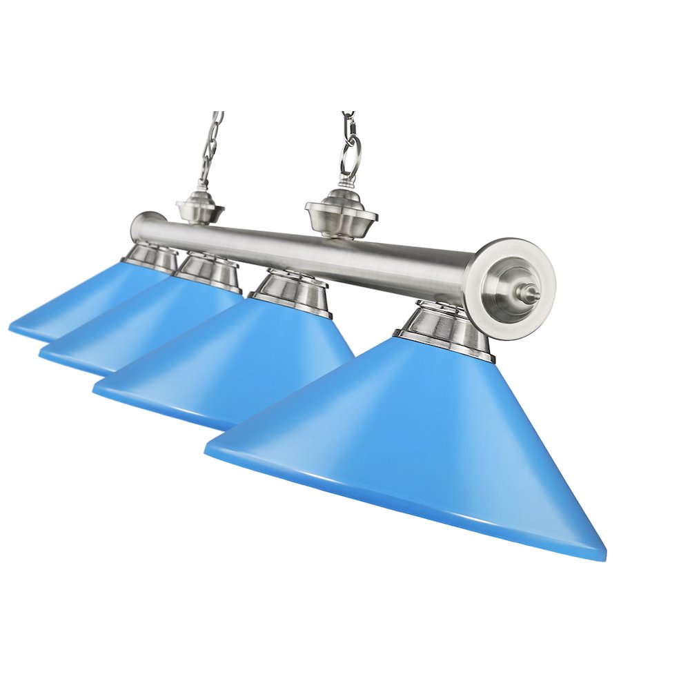 Z-Lite Cordon 4 Light Billiard, Steel Frame, Electric Blue Shade Color. Picture 4