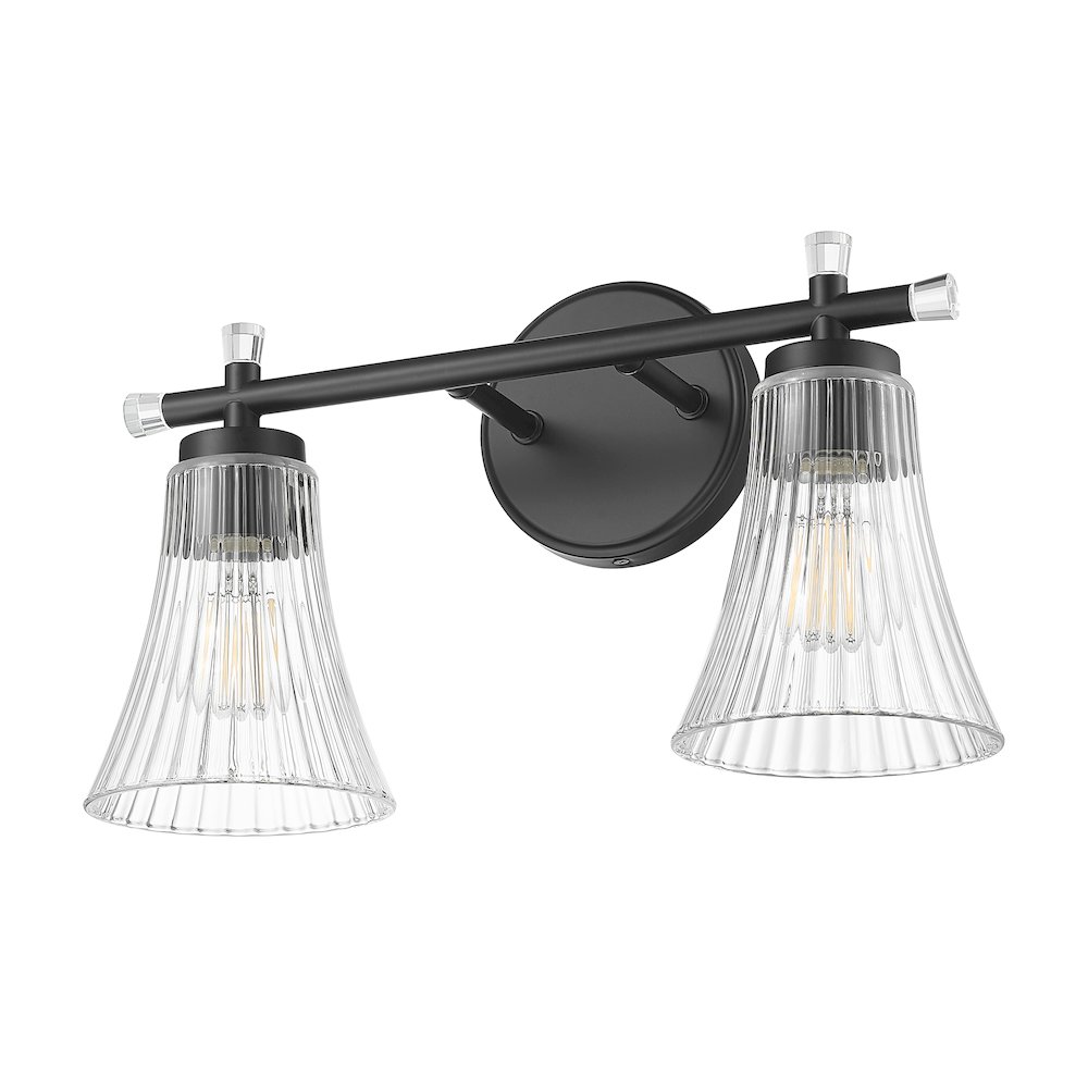 Z-Lite Belle 2 Light Vanity in Matte Black color, Steel frame. Picture 5