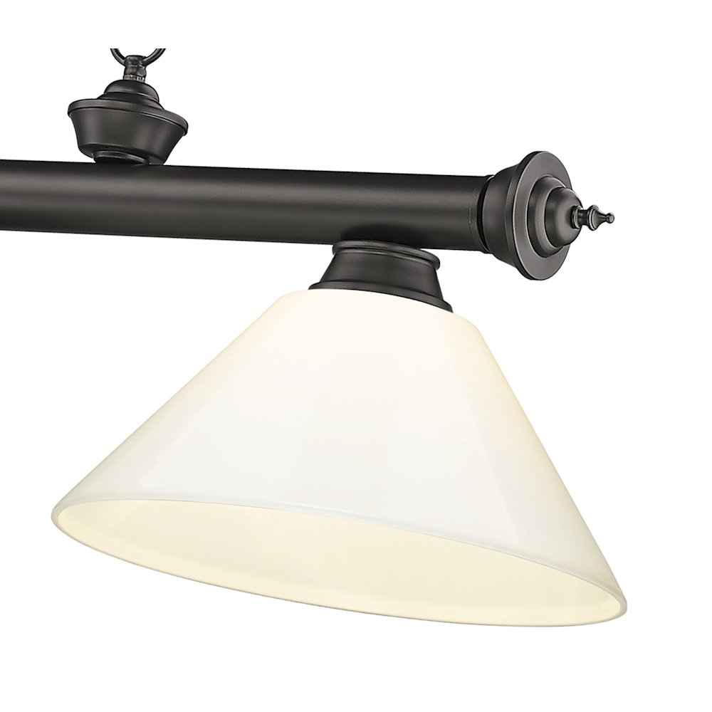 Z-Lite Cordon 3 Light Billiard, Steel Frame, White Shade Color. Picture 4