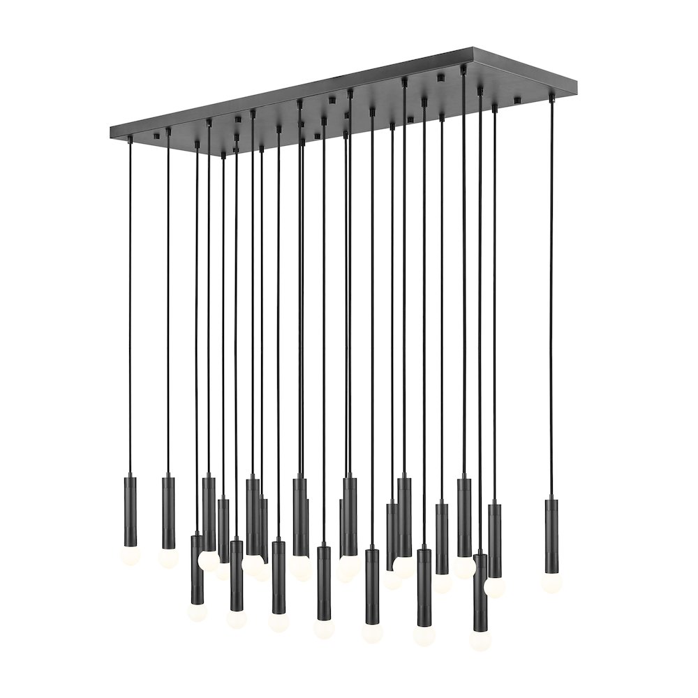 Z-Lite Stari 23 Light Linear Chandelier in Matte Black color, Steel frame. Picture 1