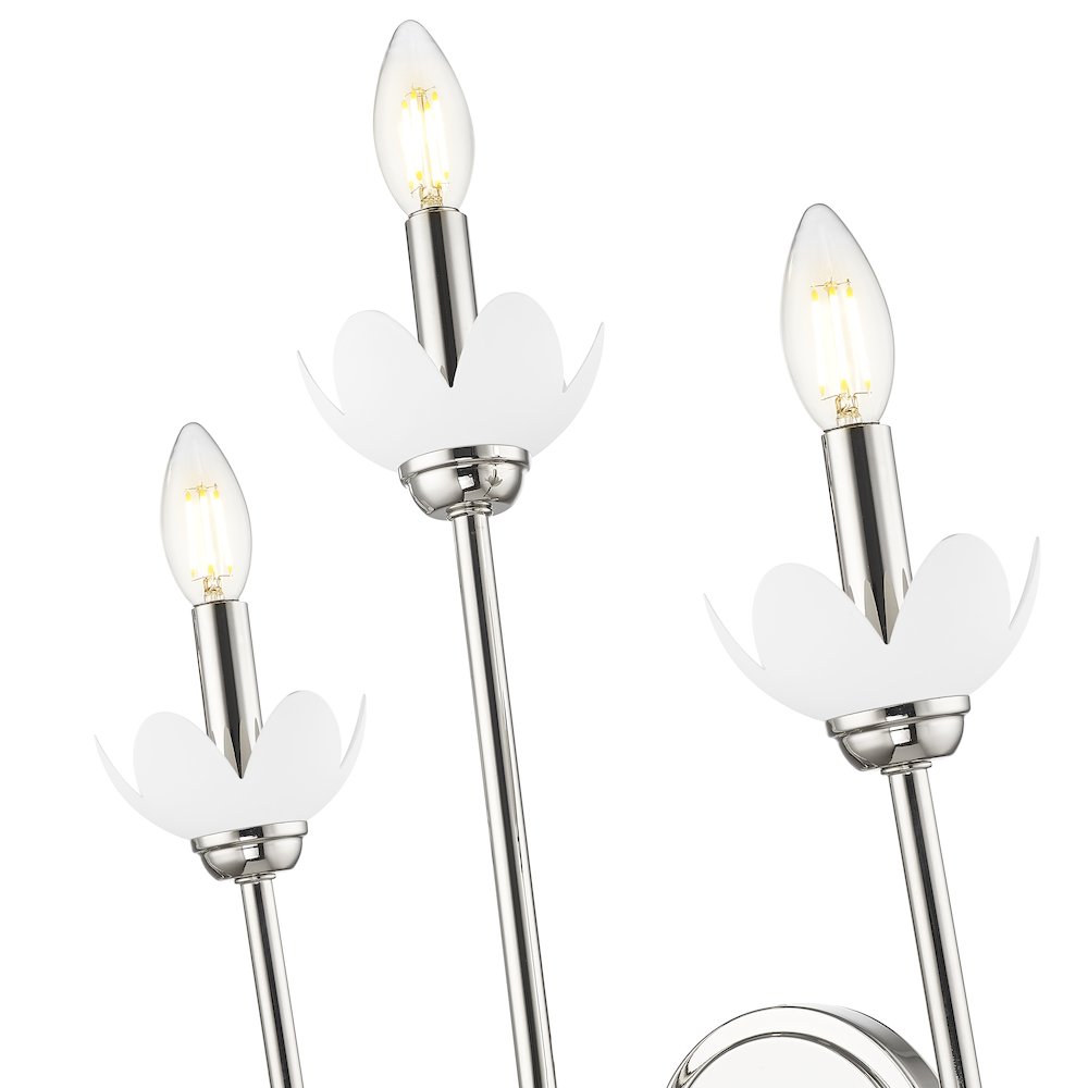 Z-Lite Allistair 3 Light Wall Sconce in Polished Nickel color, Steel frame. Picture 4