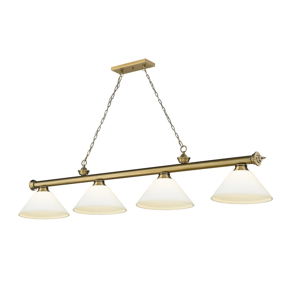 Z-Lite Cordon 4 Light Billiard, Steel Frame, Matte Opal Shade Color. Picture 1