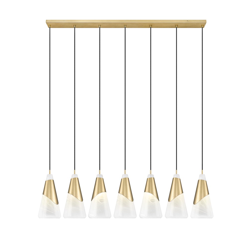 Z-Lite Aimie 7 Light Linear Chandelier, Modern Gold. Picture 3
