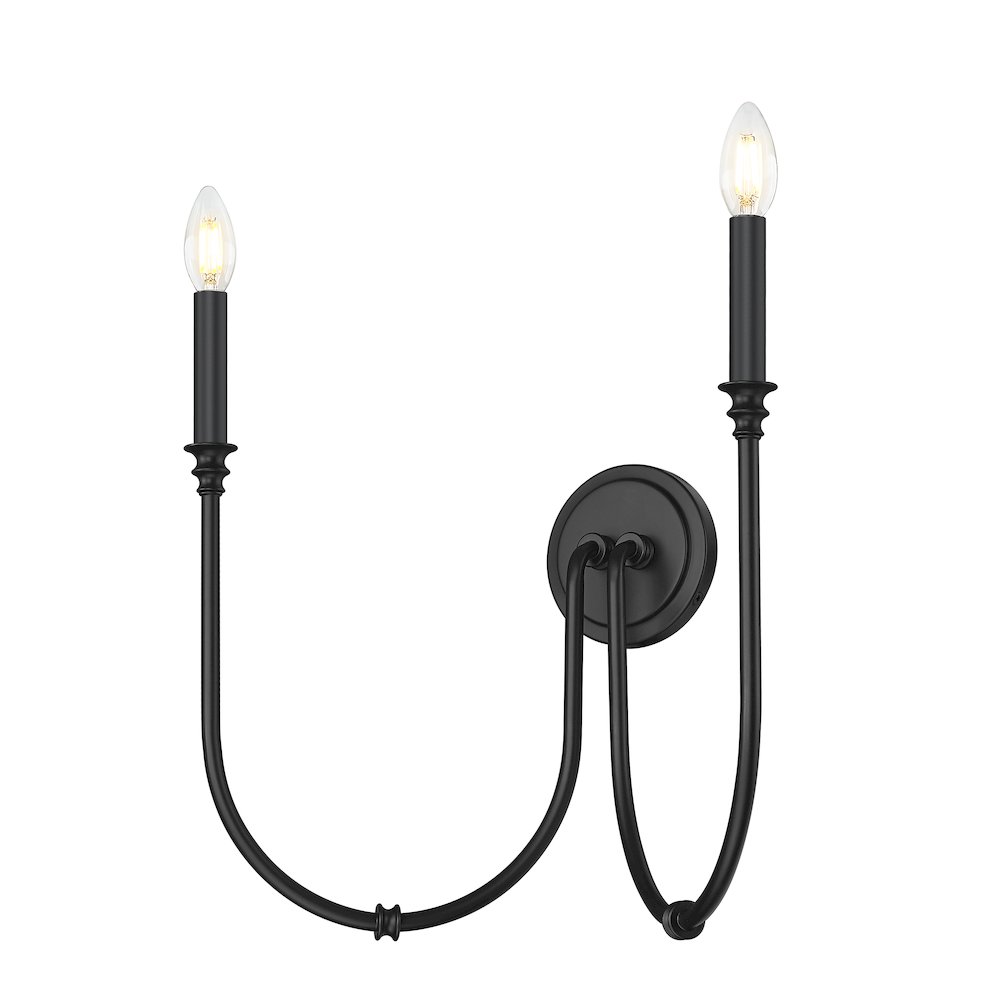 Z-Lite 2 Light Wall Sconce, Matte Black. Picture 3