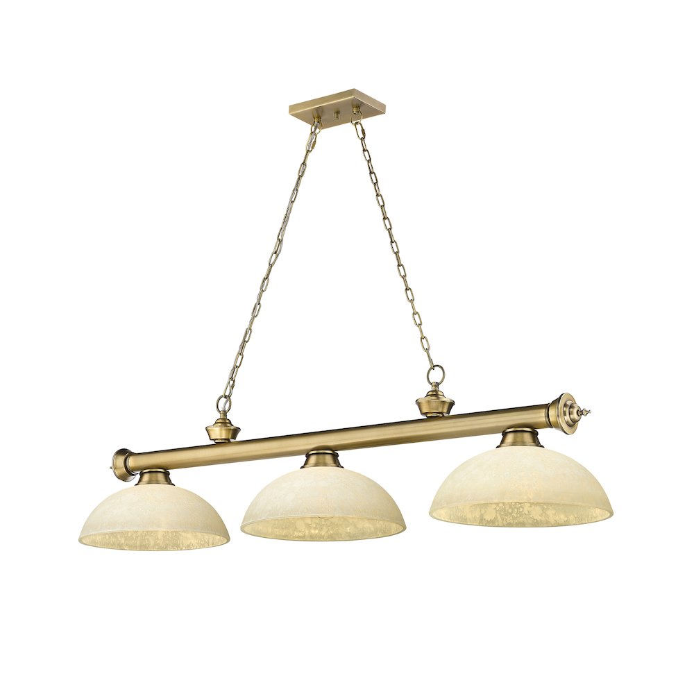 Z-Lite Cordon 3 Light Billiard, Steel Frame, Golden Mottle Shade Color. Picture 1