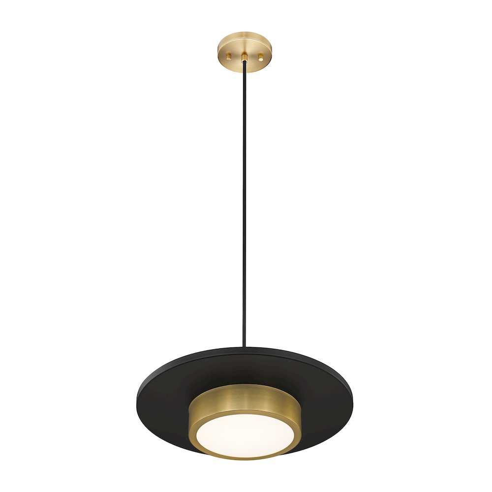 Z-Lite 1 Light Pendant, Matte Black + Modern Gold. Picture 2