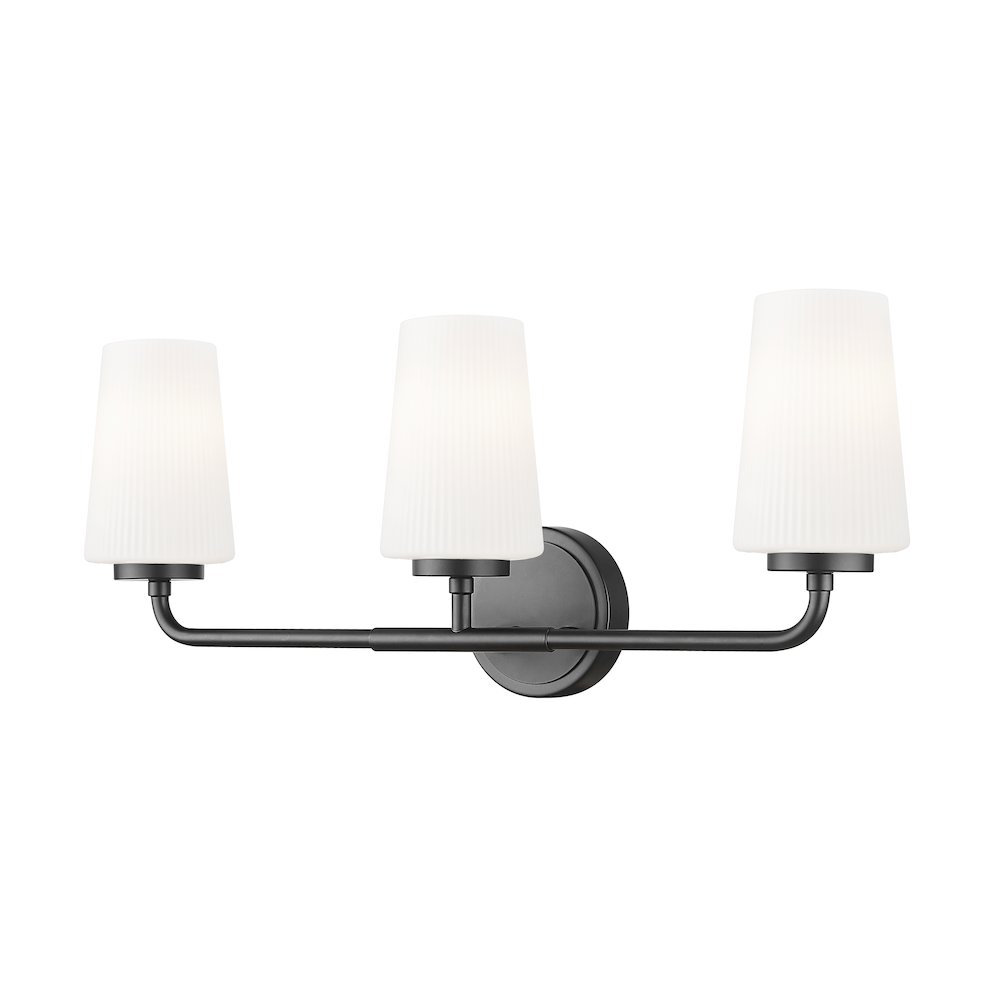 Z-Lite Montford 3 Light Vanity in Matte Black color, Steel frame. Picture 1