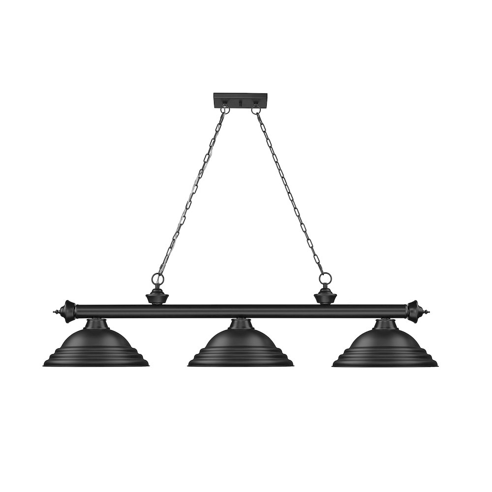 Z-Lite Cordon 3 Light Billiard, Steel Frame, Matte Black Shade Color. Picture 2