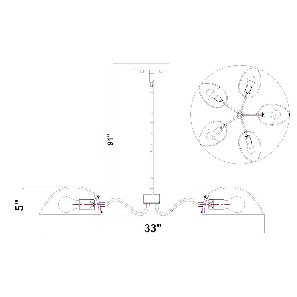 Z-Lite 5 Light Chandelier, Brushed Nickel. Picture 8