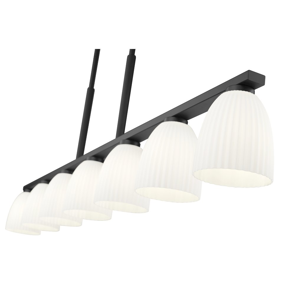 Z-Lite Naya 7 Light Linear Chandelier in Matte Black color, Steel frame. Picture 4