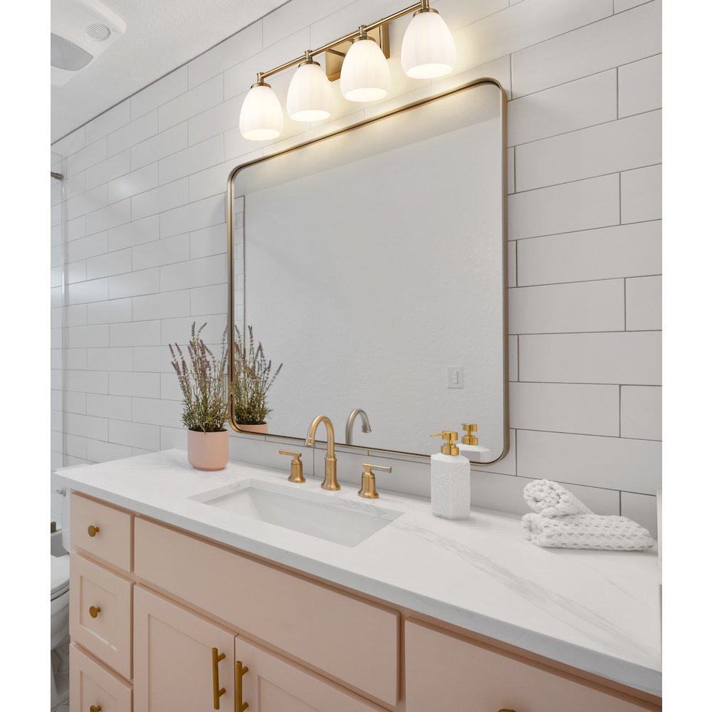 Z-Lite Oren 4 Light Vanity in Modern Gold color, Steel frame. Picture 7