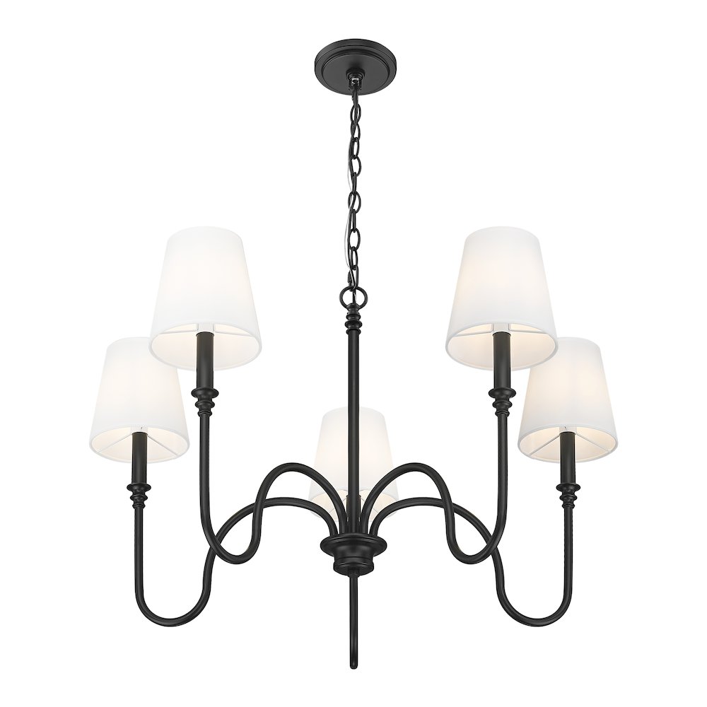 Z-Lite 5 Light Chandelier, Matte Black. Picture 2