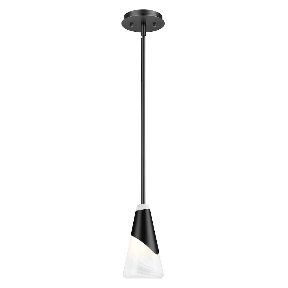 Z-Lite Aimie 1 Light Pendant, Matte Black. Picture 1