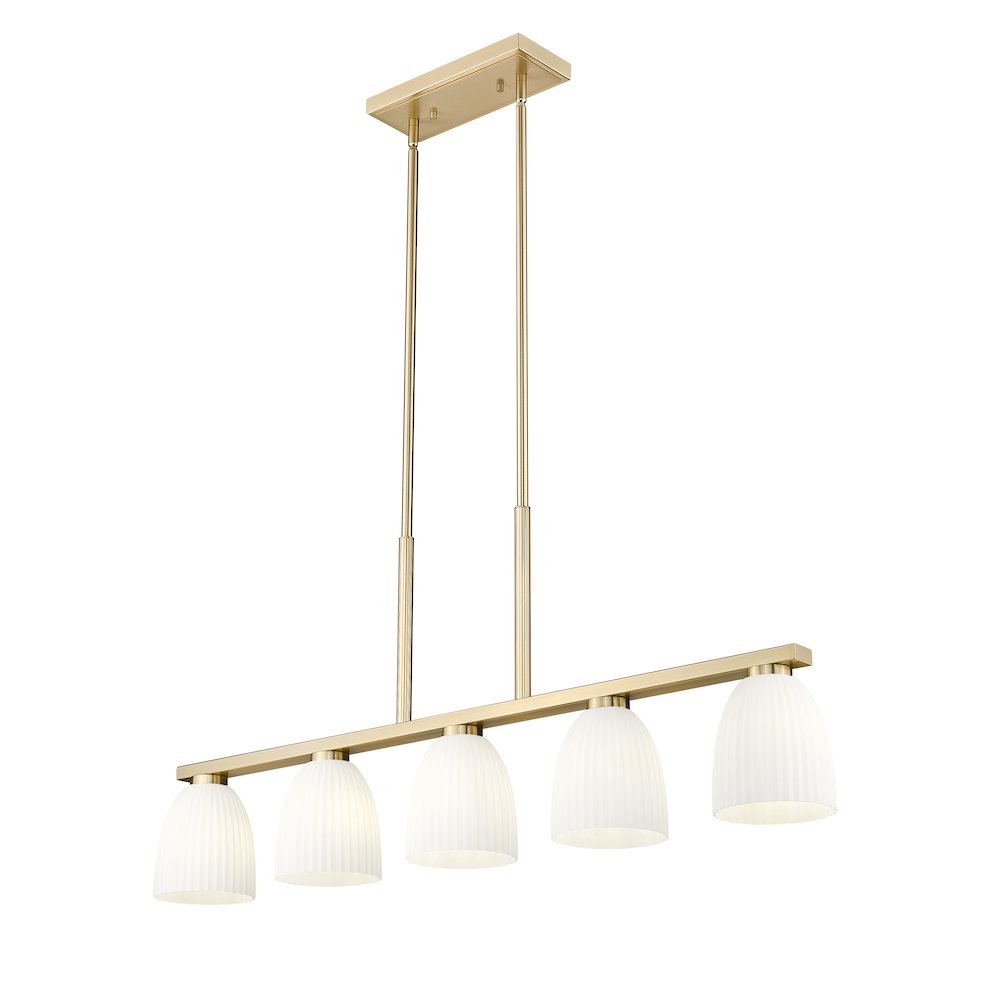 Z-Lite Naya 5 Light Linear Chandelier in Modern Gold color, Steel frame. Picture 3