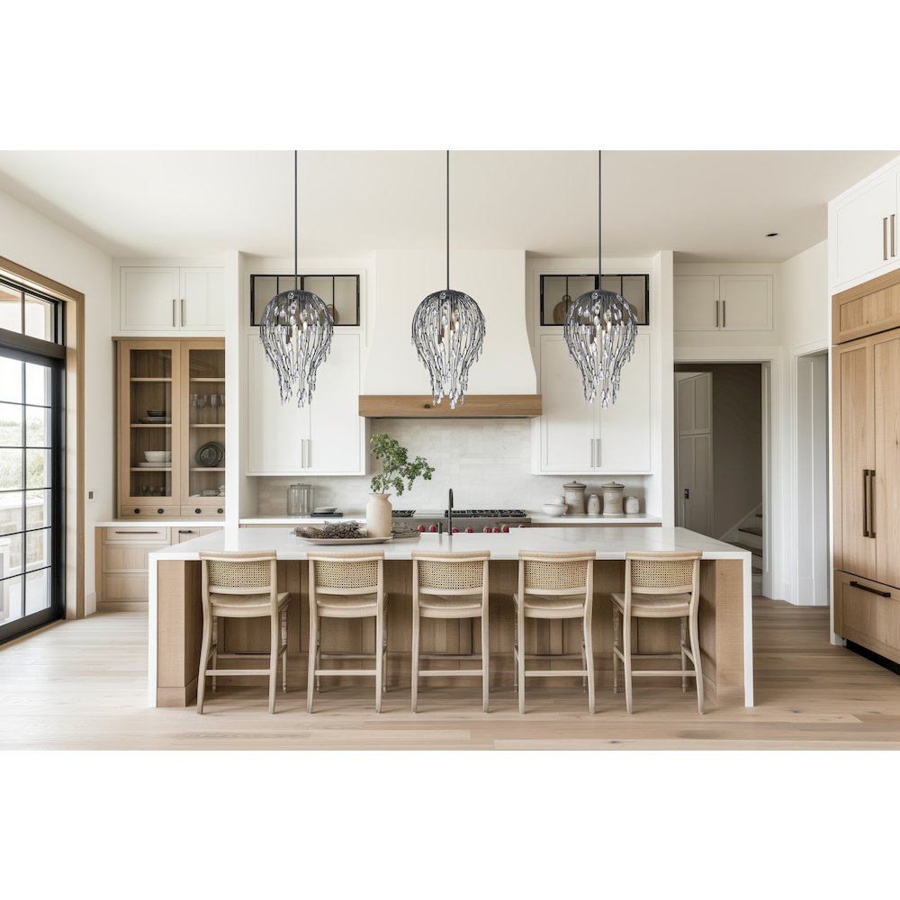 Z-Lite 6 Light Pendant, Matte Black. Picture 5