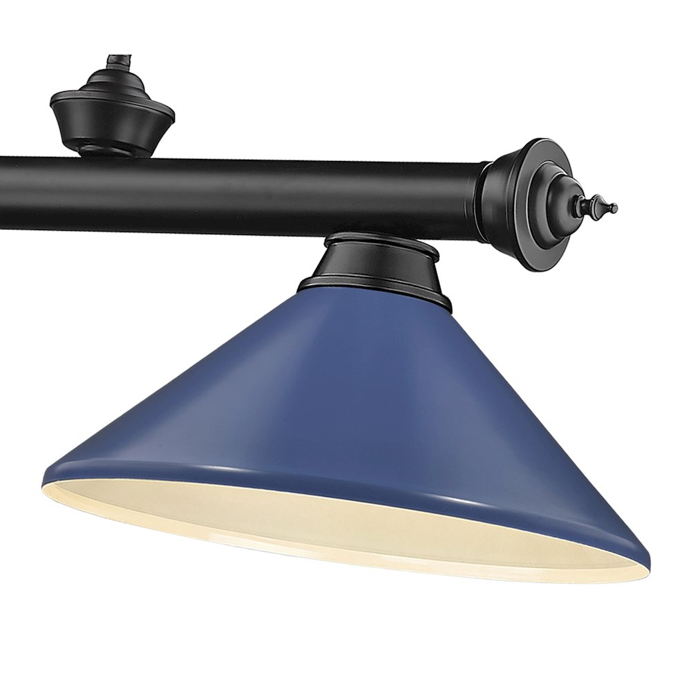 Z-Lite Cordon 3 Light Billiard, Steel Frame, Navy Blue Shade Color. Picture 4