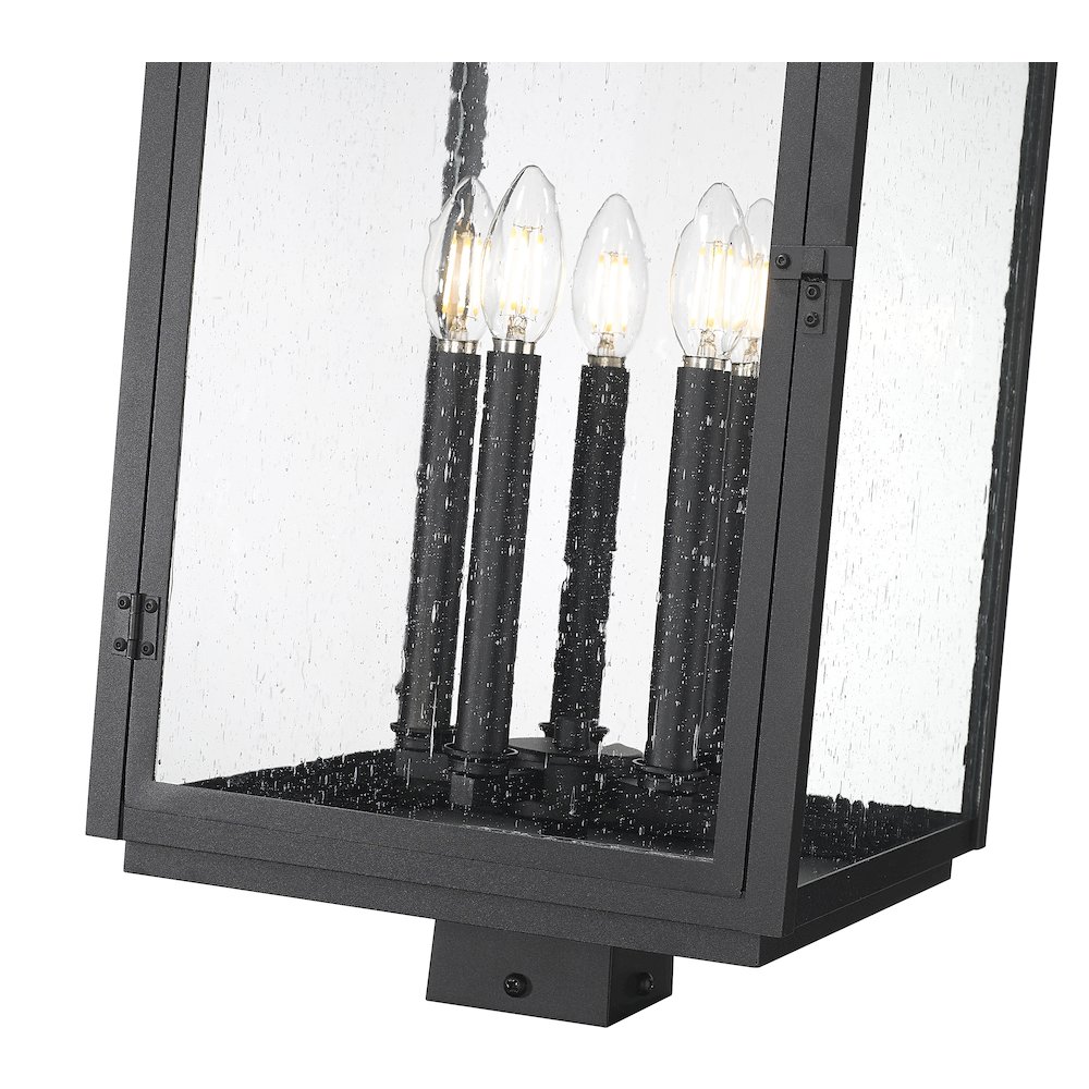 Z-Lite Hartwell 5 Light Outdoor Post Mount Fixture in Sand Black color. Picture 4