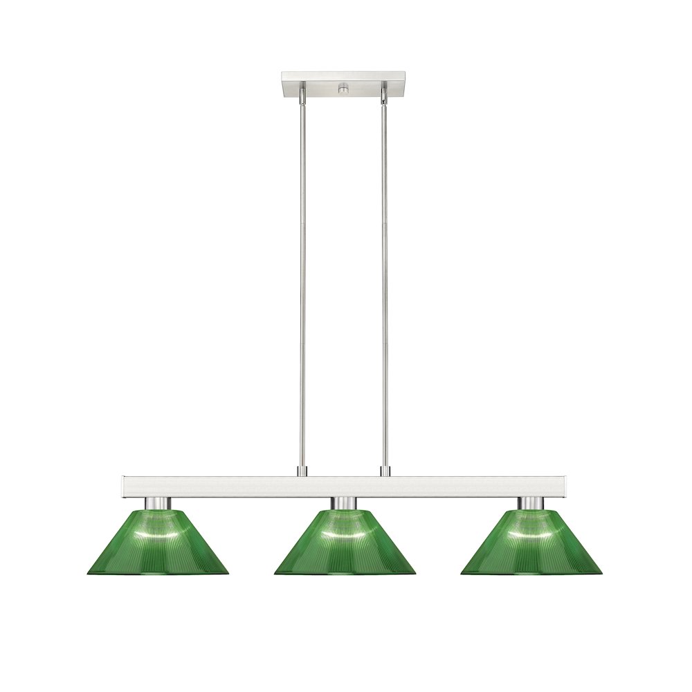 Z-Lite Cobalt 3 Light Billiard, Steel Frame, Green  Shade Color. Picture 2