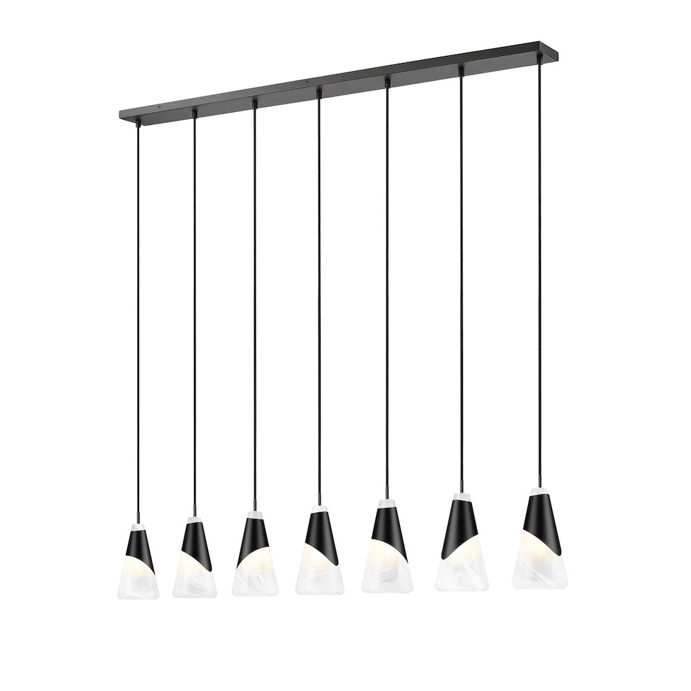 Z-Lite Aimie 7 Light Linear Chandelier, Matte Black. Picture 1