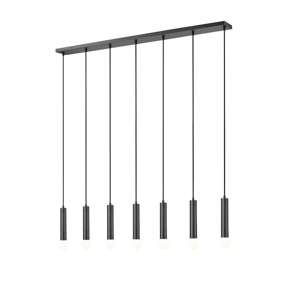 Z-Lite Stari 7 Light Linear Chandelier in Matte Black color, Steel frame. Picture 1