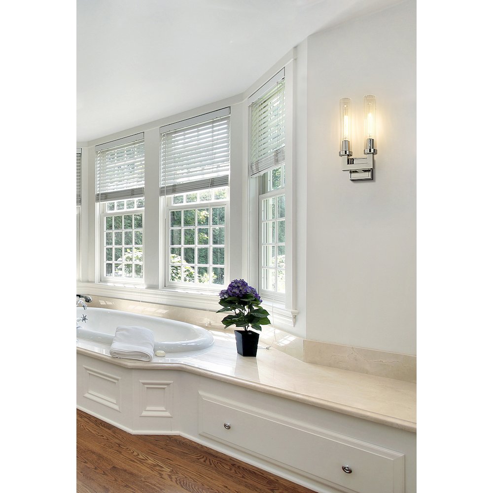 Z-Lite Beau 2 Light Wall Sconce in Polished Nickel Frame Finish. Picture 7