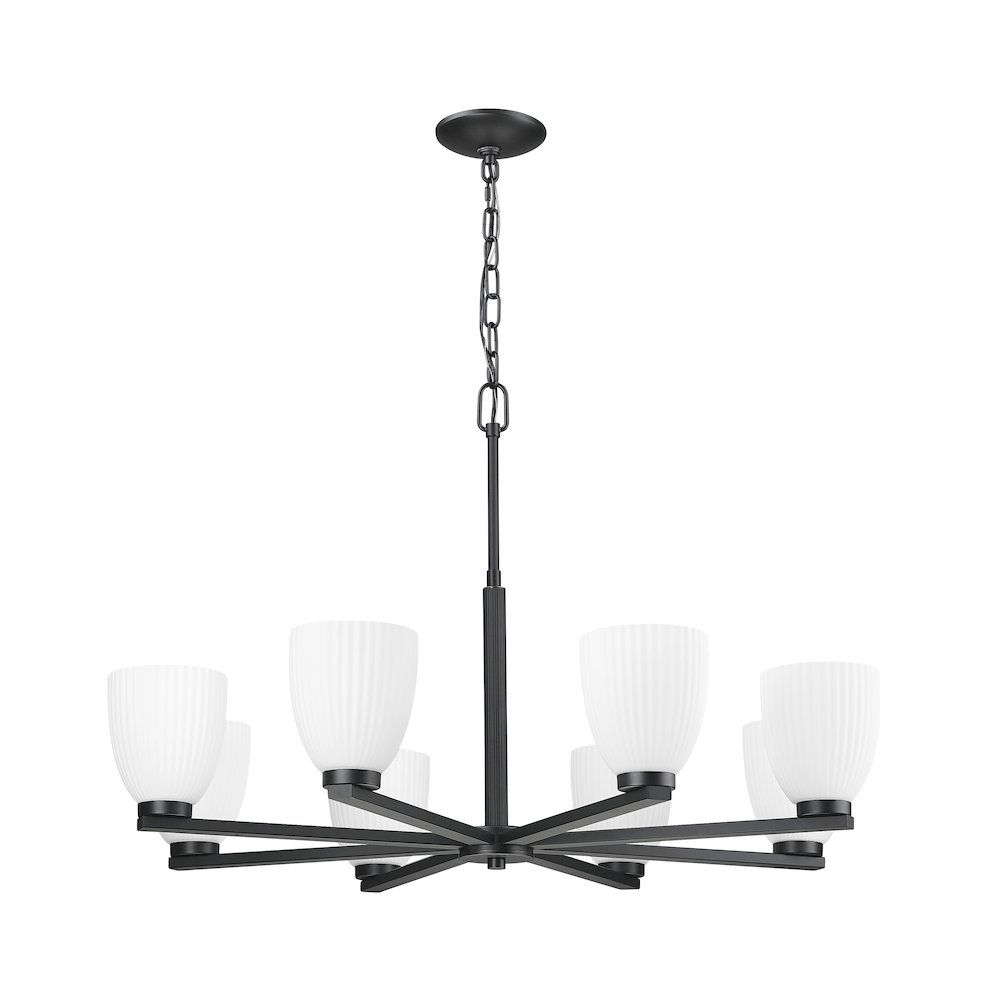 Z-Lite Naya 8 Light Chandelier in Matte Black color, Steel frame. Picture 5
