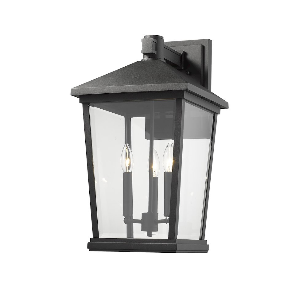 Z-Lite Beacon 3 Light Outdoor Wall Light in Black Frame Finish. Picture 1