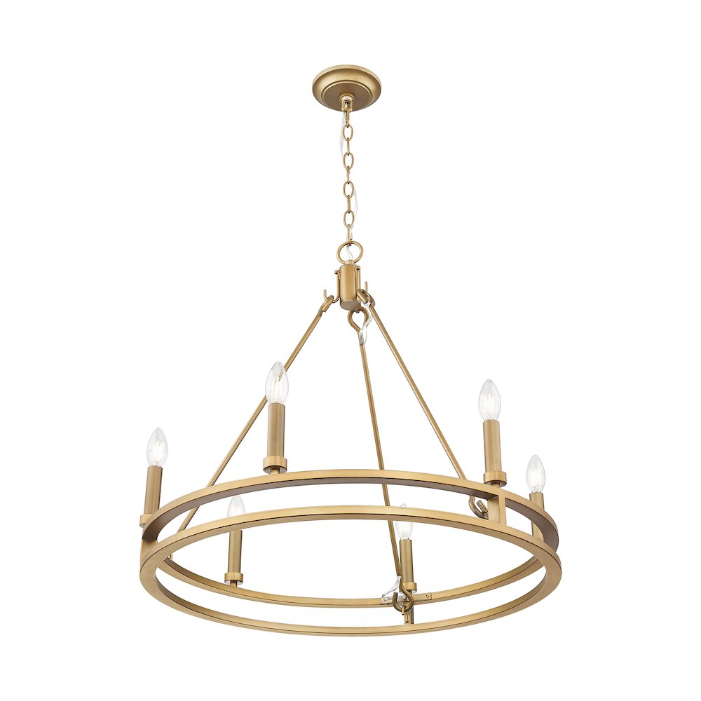 Z-Lite Dennison 6 Light Chandelier in Signature Brass color, Steel frame. Picture 3