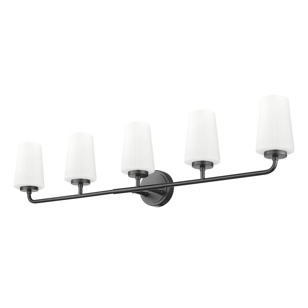 Z-Lite Montford 5 Light Vanity in Matte Black color, Steel frame. Picture 5