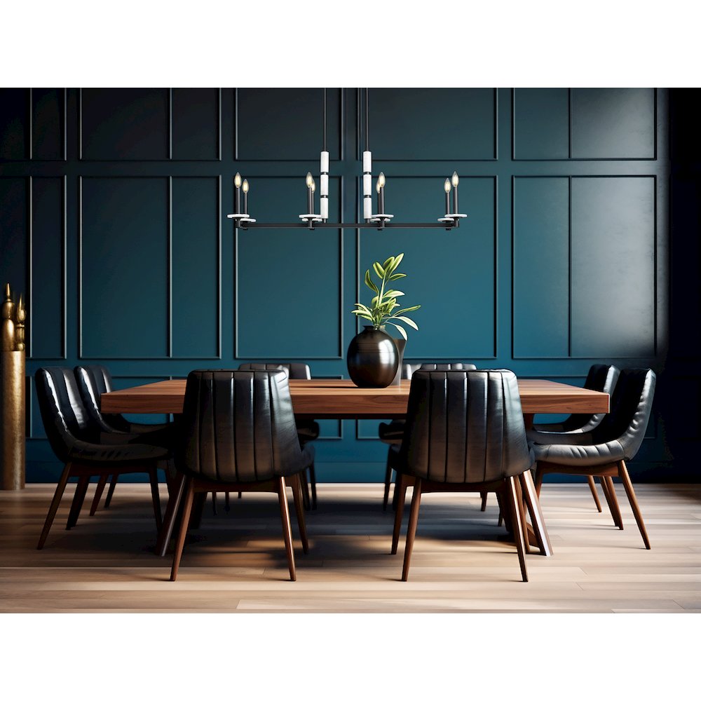 Z-Lite Kaden 8 Light Linear Chandelier in Matte Black color, Steel frame. Picture 6