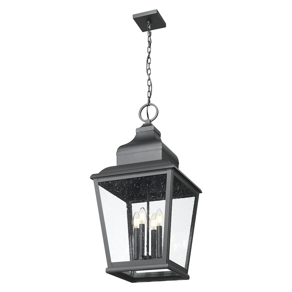 Z-Lite 4 Light Outdoor Chain Mount Ceiling Fixture, Sand Black. Picture 3