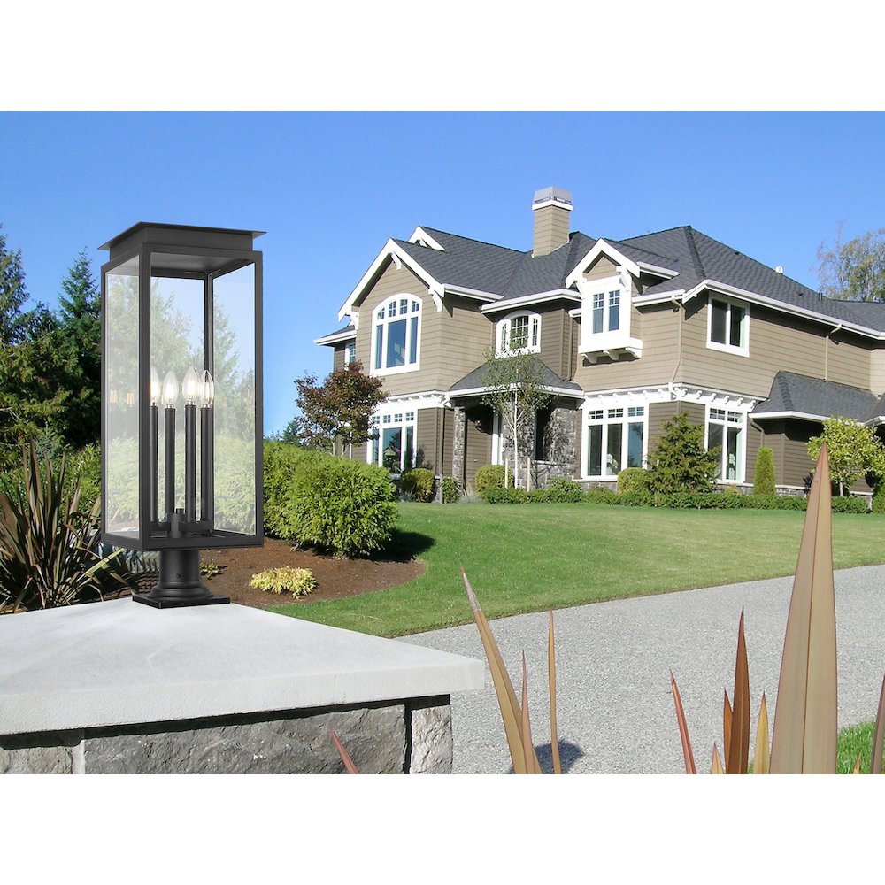 Z-Lite Nova 4 Light Outdoor Pier Mounted Fixture, Black. Picture 7