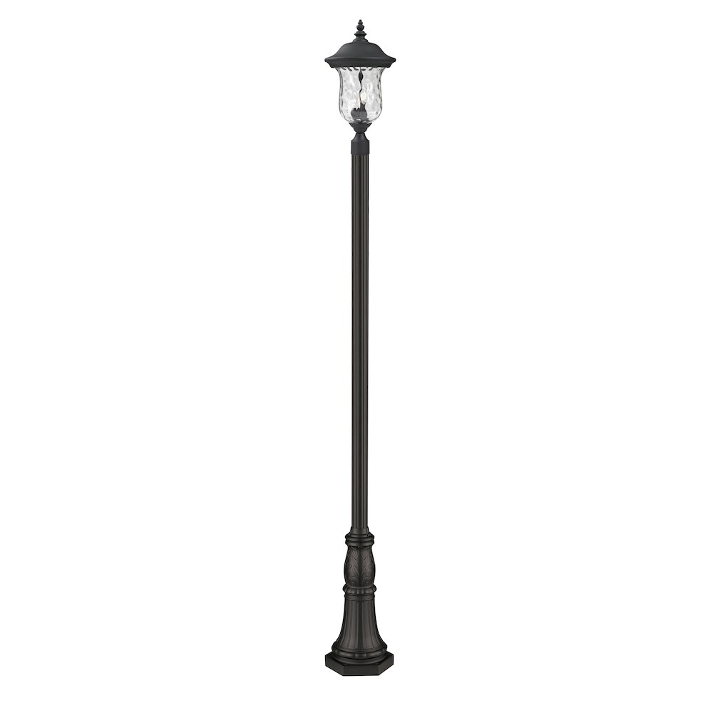 Z-Lite 3 Light Outdoor Post Mounted Fixture, Black Frame Finish. Picture 1
