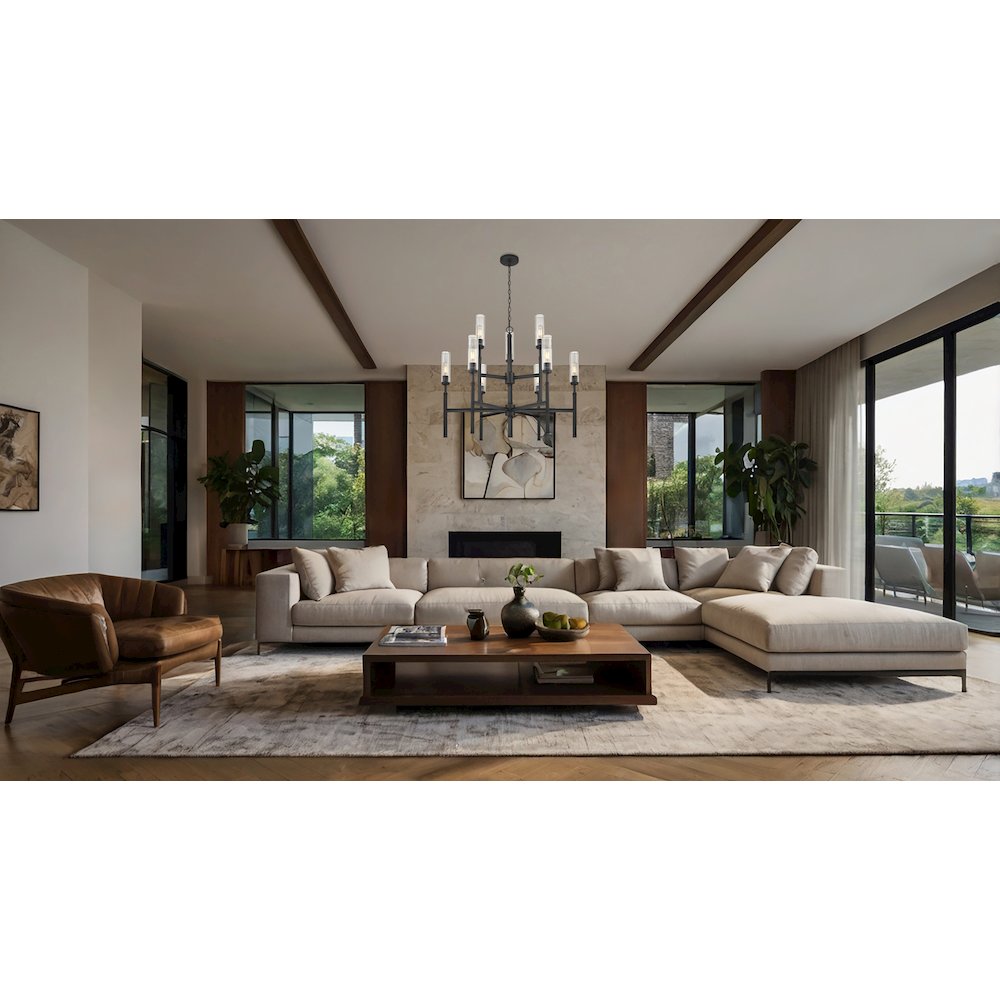Z-Lite 9 Light Chandelier, Matte Black. Picture 5