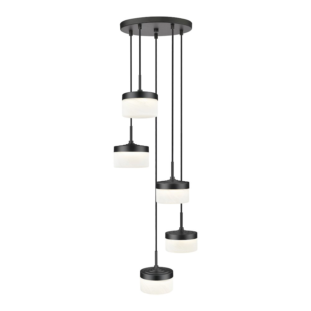 Z-Lite 5 Light Chandelier, Matte Black. Picture 2