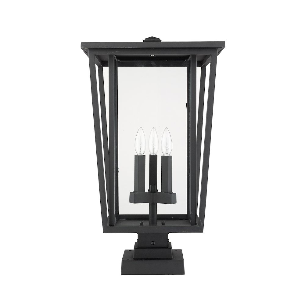 Z-Lite Seoul 3 Light Outdoor Pier Mounted Fixture in Black Frame Finish. Picture 4