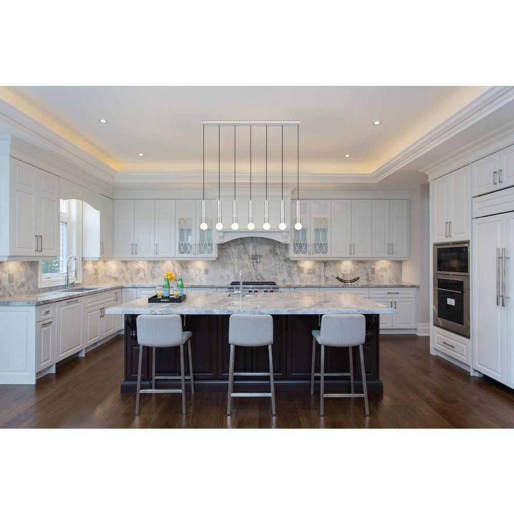 Z-Lite Stari 7 Light Linear Chandelier in Brushed Nickel color, Steel frame. Picture 7