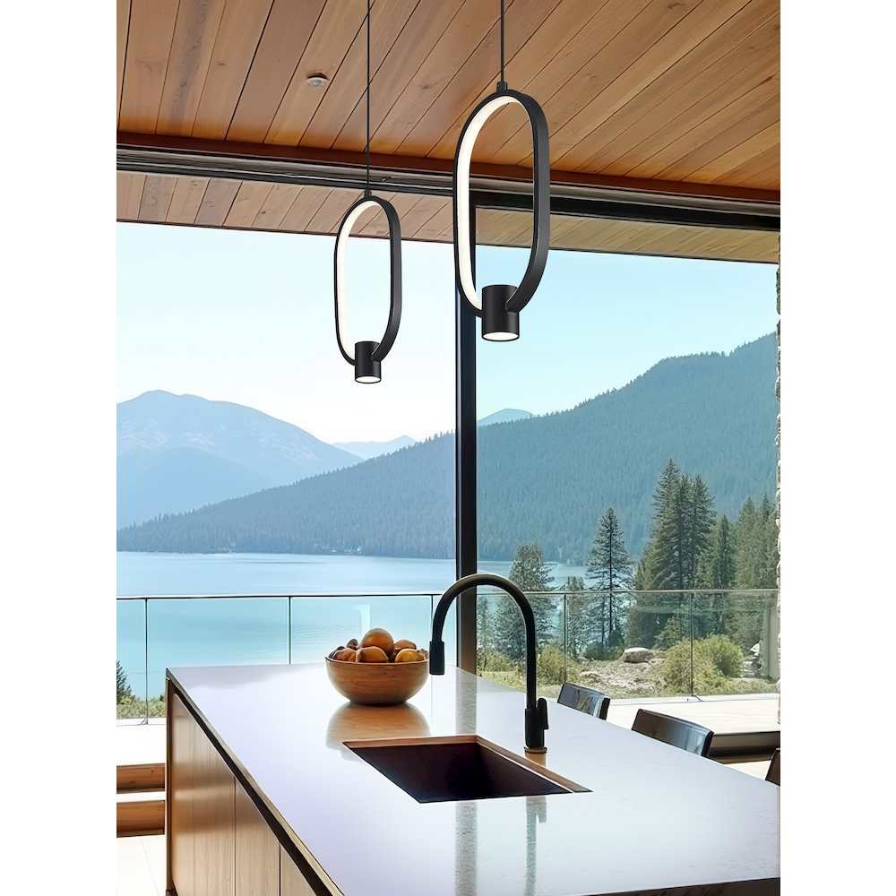 Z-Lite 1 Light Pendant, Matte Black. Picture 6