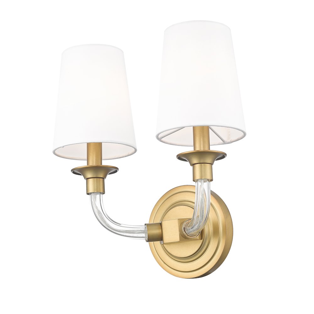 Z-Lite Katerina 2 Light Wall Sconce in Rubbed Brass Frame Finish. Picture 2