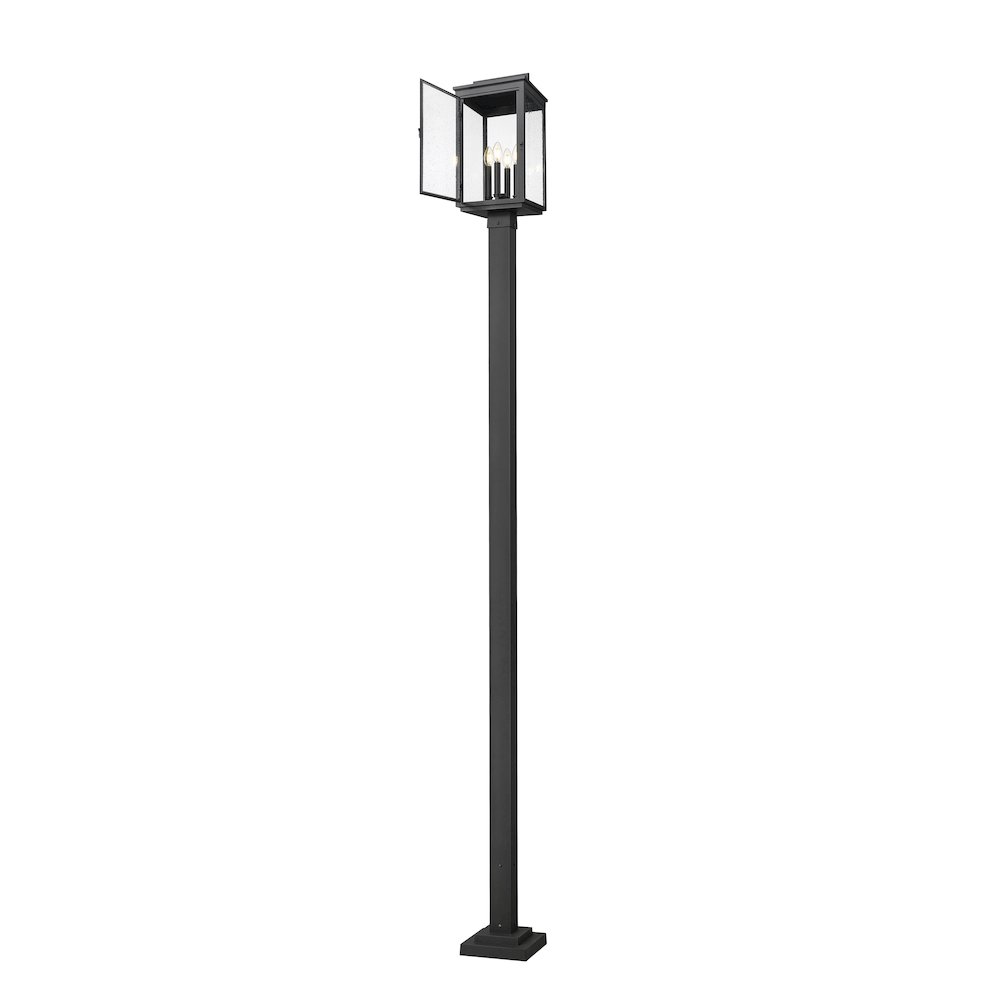 Z-Lite Hartwell 4 Light Outdoor Post Mounted Fixture in Sand Black color. Picture 2