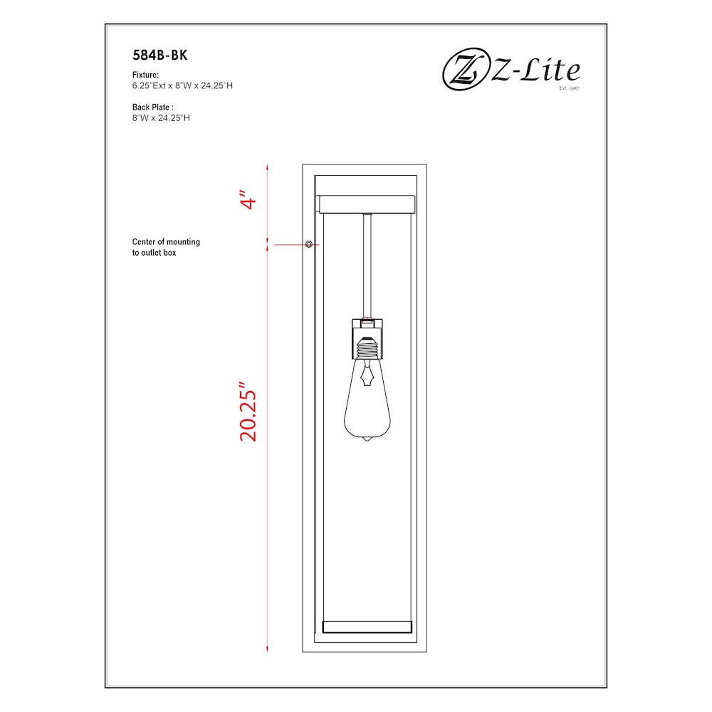 Z-Lite 1 Light Outdoor Wall Light. Picture 9