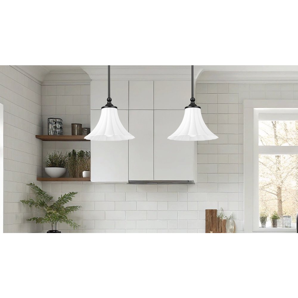 Z-Lite 1 Light Pendant, Matte Black. Picture 6