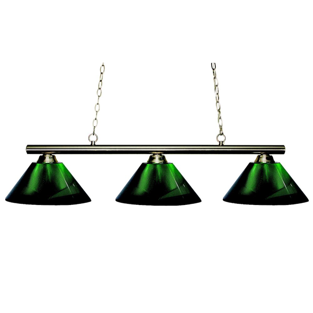 Z-Lite Sharp Shooter 3 Light Billiard, Steel Frame, Green  Shade Color. Picture 1
