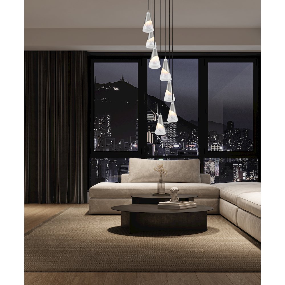 Z-Lite Aimie 7 Light Chandelier, Brushed Nickel. Picture 6