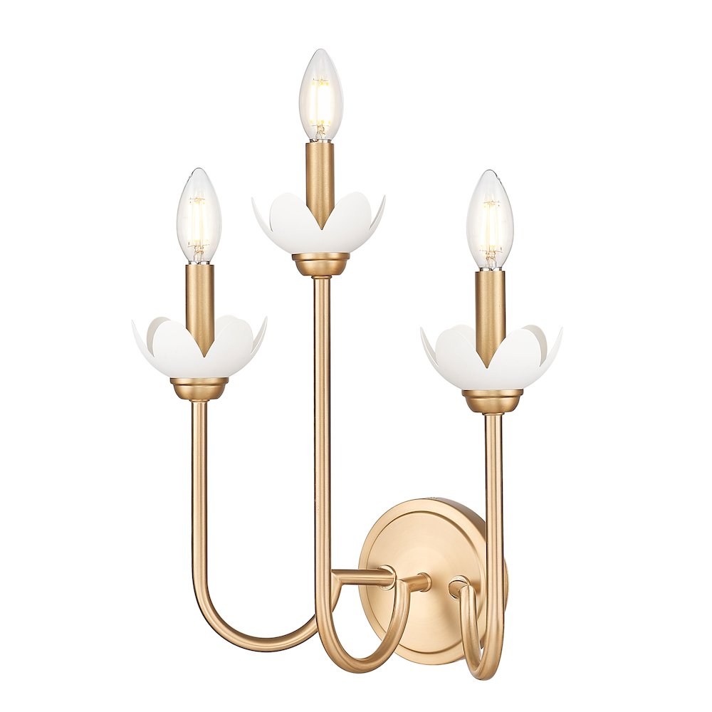 Z-Lite Allistair 3 Light Wall Sconce in Modern Gold color, Steel frame. Picture 1