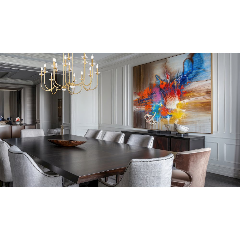 Z-Lite Allistair 16 Light Linear Chandelier in Modern Gold color, Steel frame. Picture 7