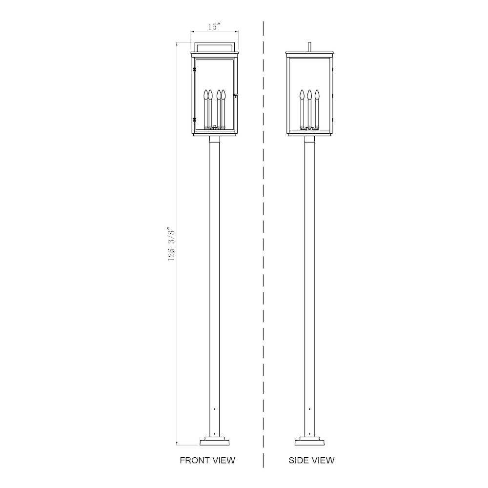 Z-Lite Hartwell 6 Light Outdoor Post Mounted Fixture in Sand Black color. Picture 8