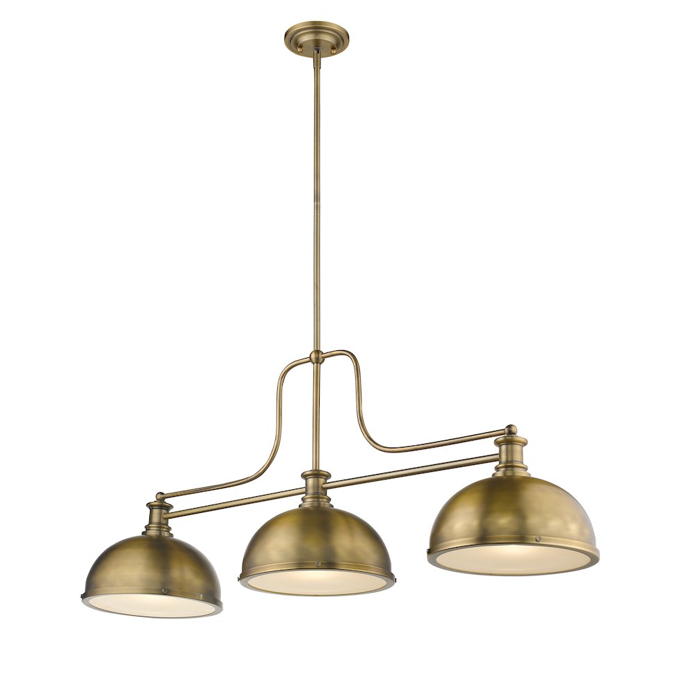 Z-Lite Melange 3 Light Billiard, Steel Frame, Heritage Brass Shade Color. Picture 4