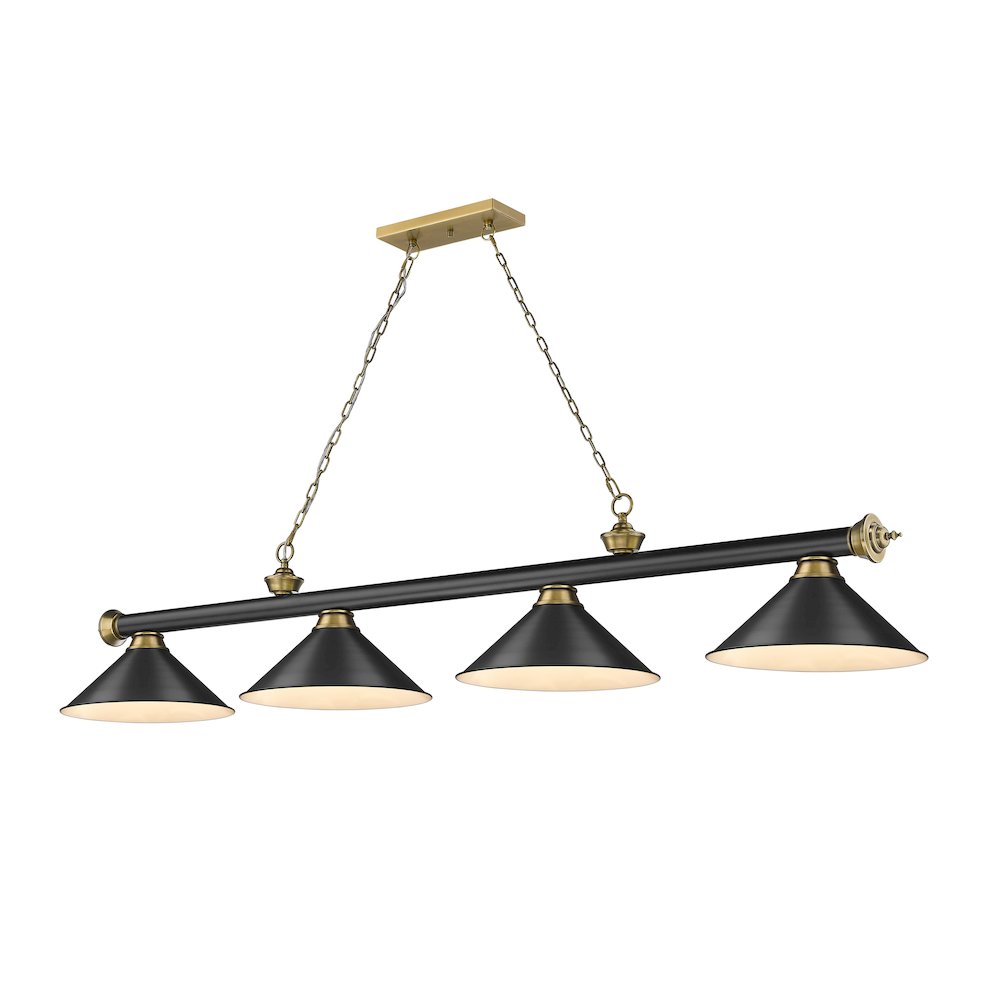 Z-Lite Cordon 4 Light Billiard, Steel Frame, Matte Black Shade Color. Picture 1