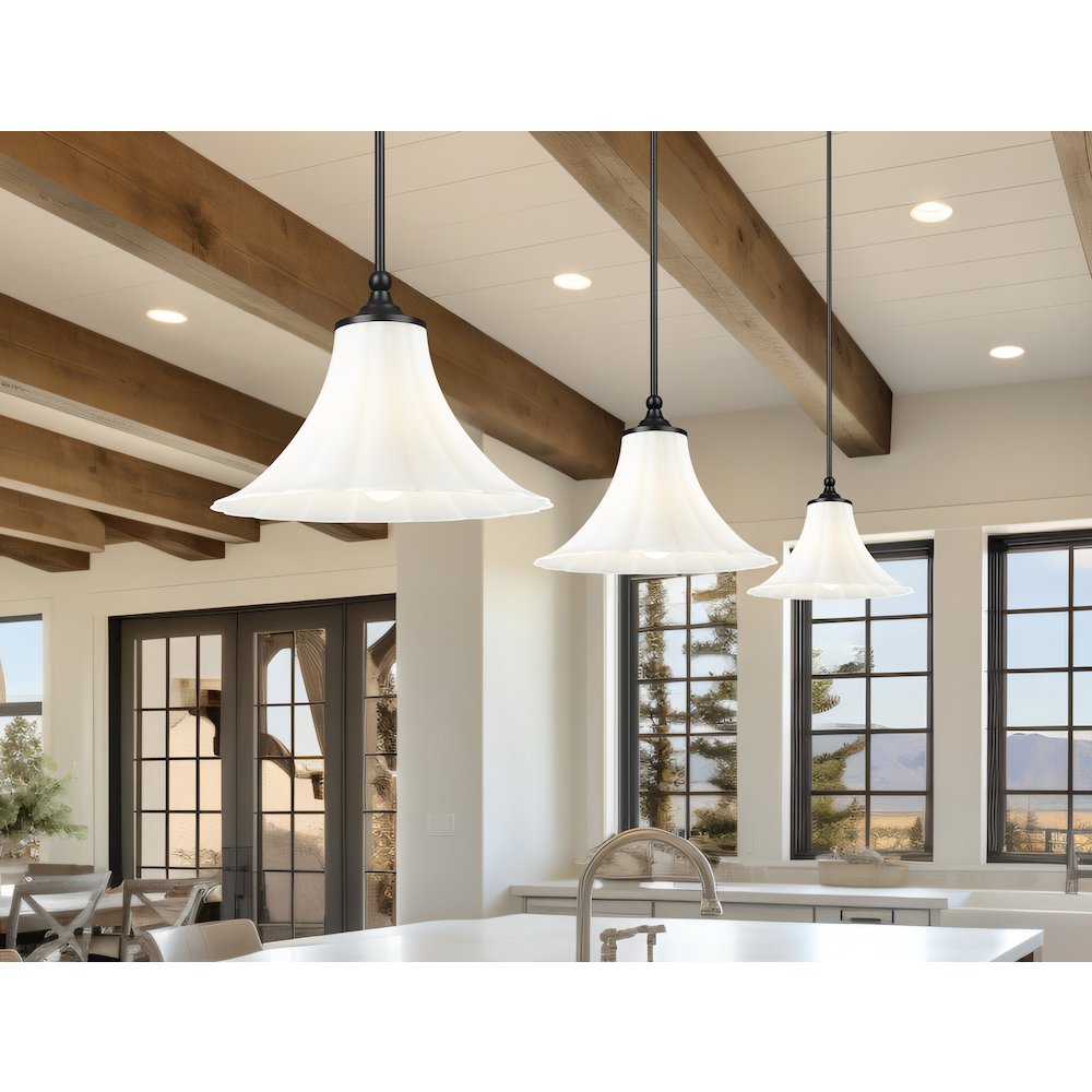 Z-Lite 1 Light Pendant, Matte Black. Picture 6